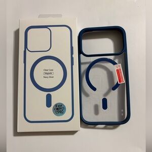 NWP Blue Magnetic Clear Case Compatible With iPhone 17 Pro-Blue